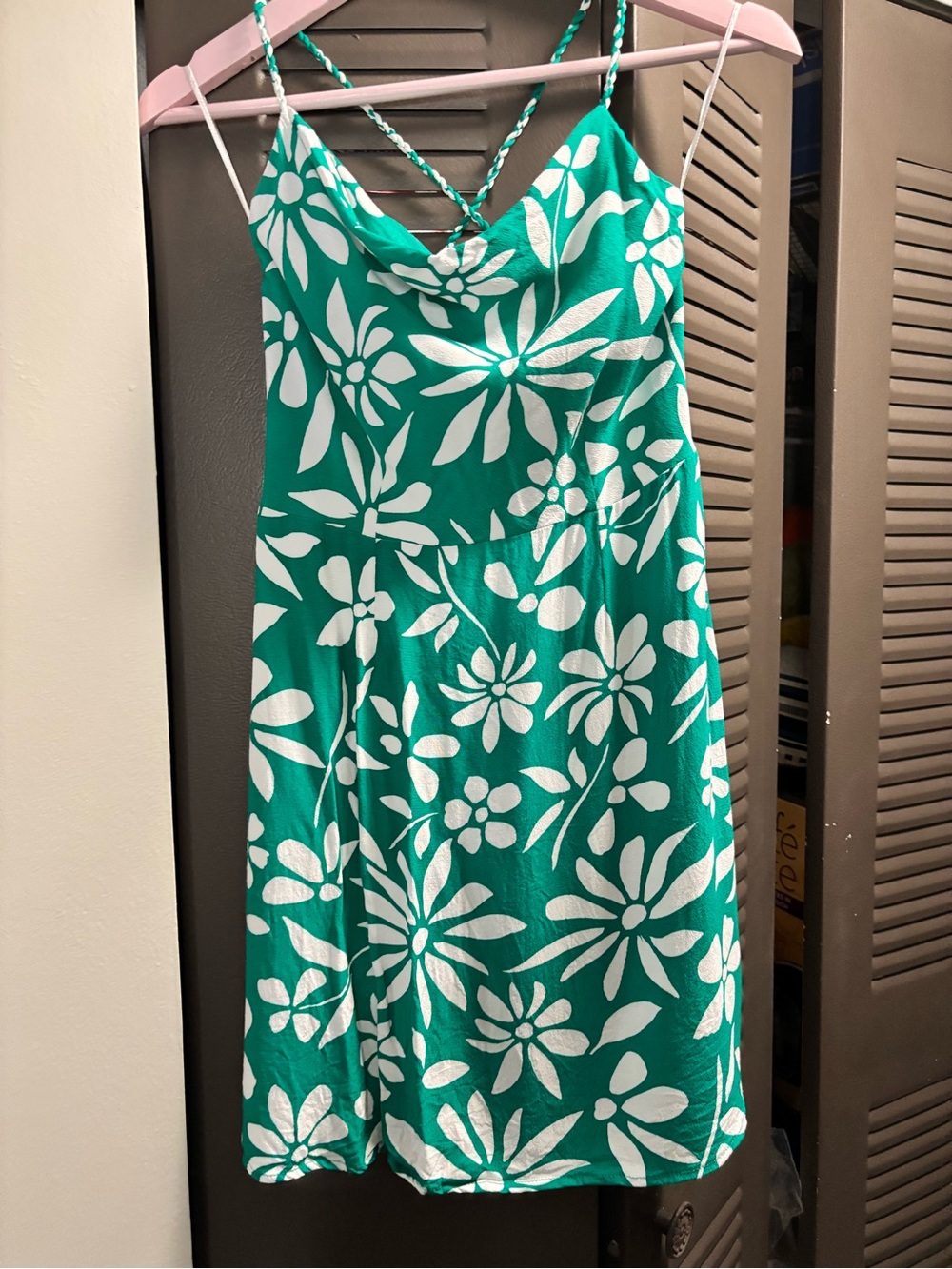 Francesca's Collections Teal and White Floral Slip Dress
